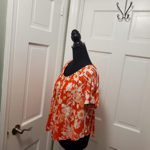 NWT Free People Strawberry Combo Baja Babe Cold Shoulder Top Size XS Ret. $78 - Picture 3 of 13